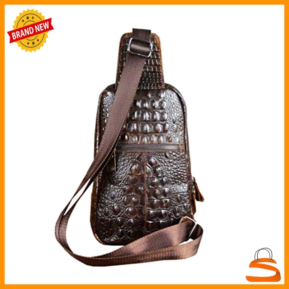 Genuine Leather Sling Backpack for Men Travel Outdoor Hunting Hiking Daypack - Picture 5 of 6